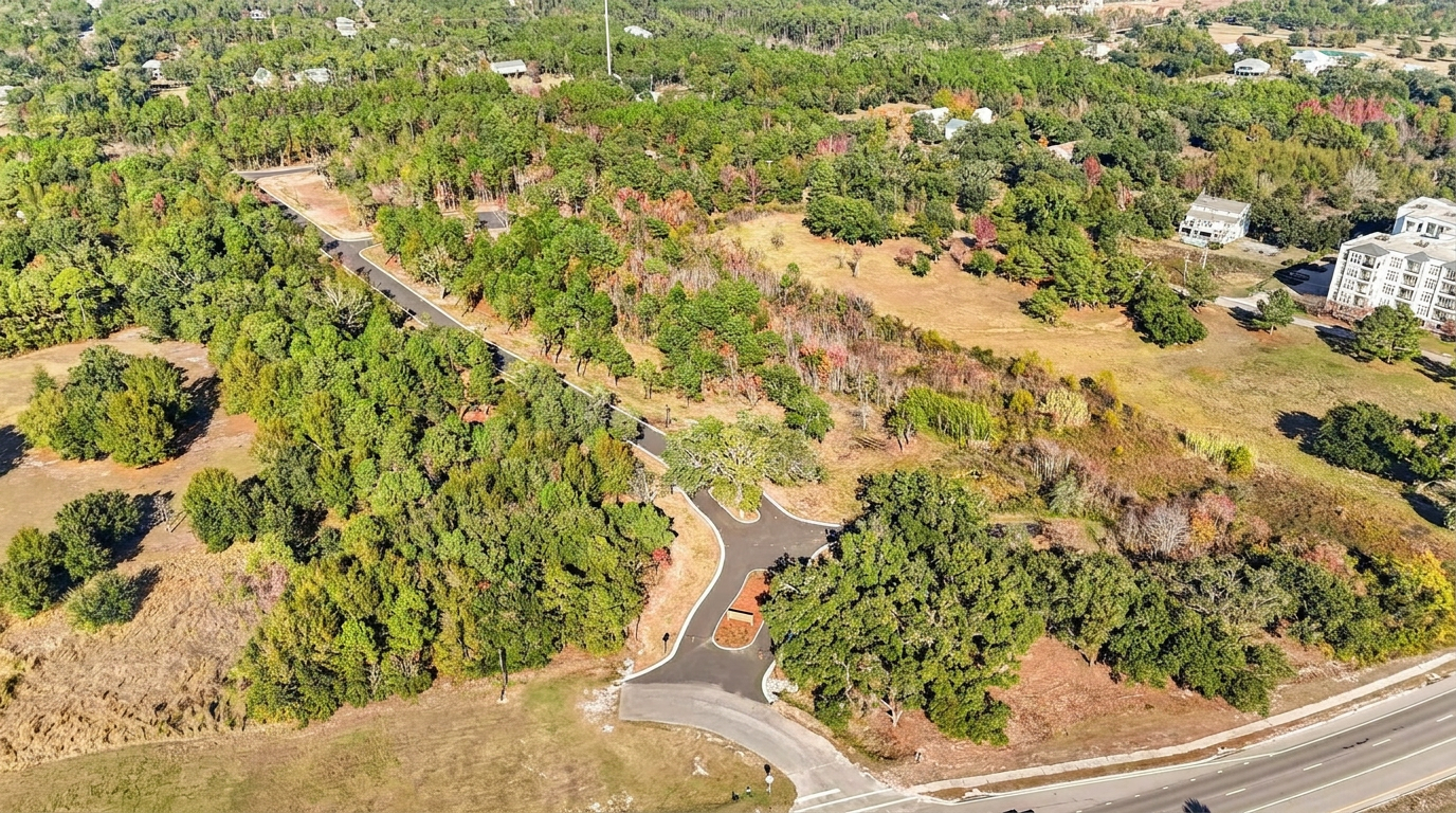Community entrance with signature live oak